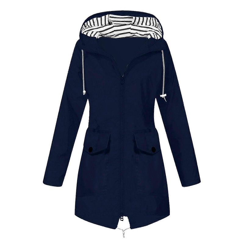 Rain Jacket Women's Hiking Waterproof Breathable Softshell Lightweight Blue Size S Vintage Transition Windproof Coat