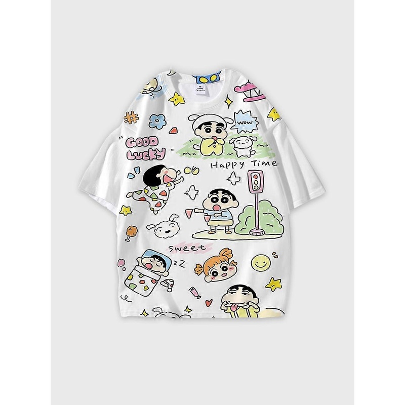 T-shirt round neck Cartoon Role Pattern loose short sleeve JW183