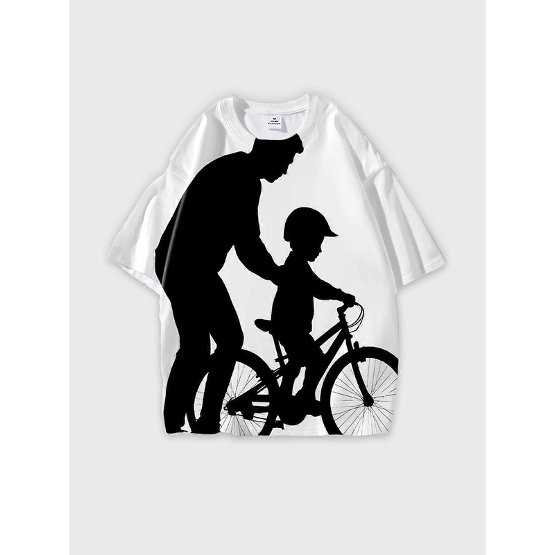 T-Shirt Round Neck, Loose Short Sleeve Pattern Graphic Tee, Unisex Summer Casual Top U2253