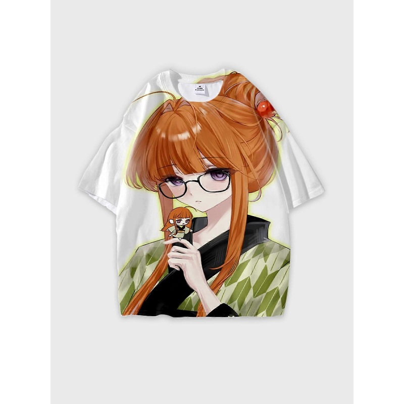 T-Shirt Round Neck, Loose Short Sleeve PERSONA Graphic Tee, Unisex Summer Casual Top V1622