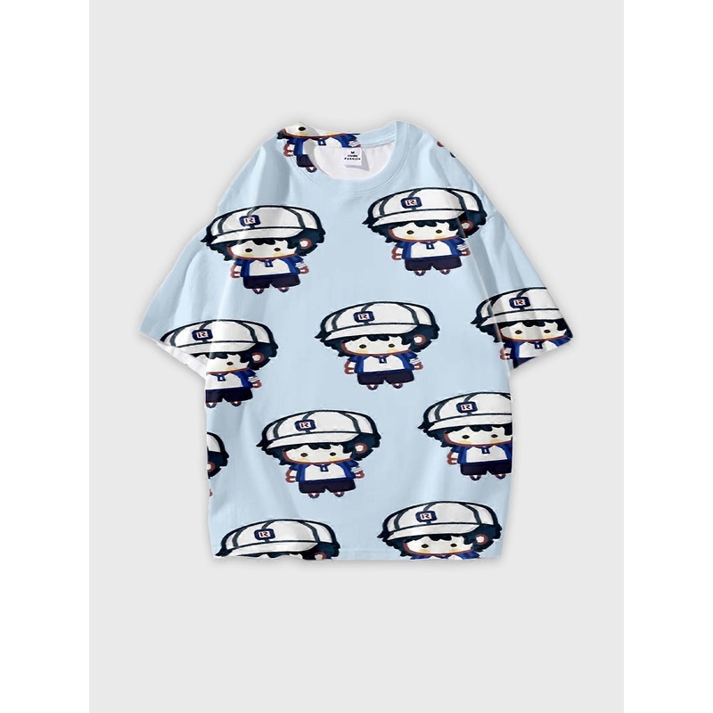 T-Shirt Round Neck, Loose Short Sleeve The Prince of Tennis Graphic Tee, Unisex Summer Casual Top V338