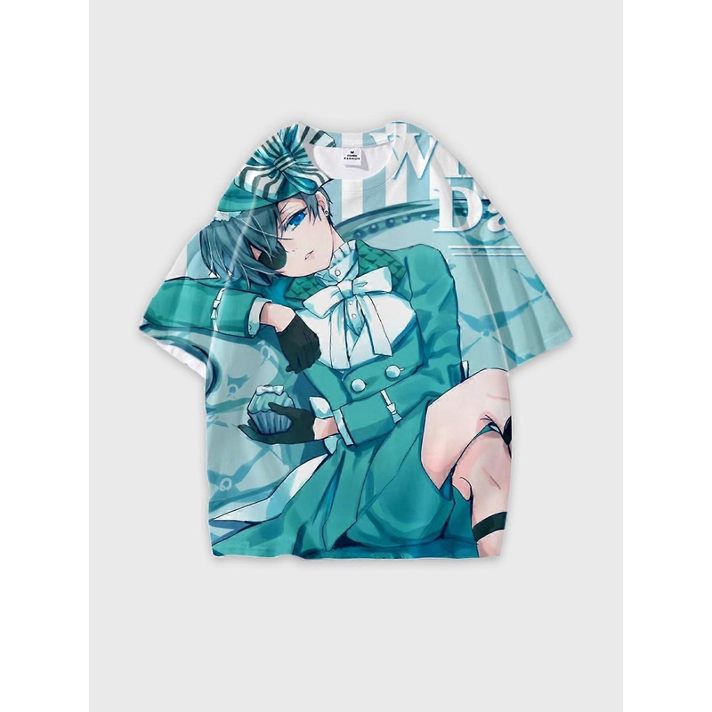 T-Shirt Short Sleeve Round Neck, Summer Casual Loose Graphic Tee, Unisex Black Butler Ciel Phantomhive U346