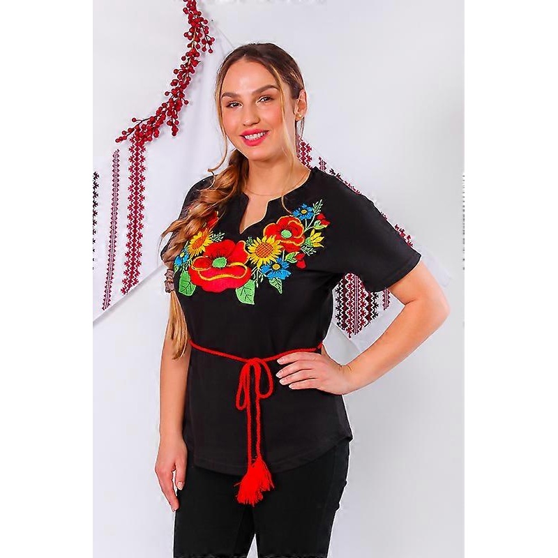 Women's Shirt with Embroidery and Belt  Perfect for Festive & Everyday Wear, Summer,  HC 8029-015-22