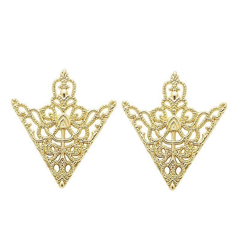 2pcs Retro Triangle Neck Brooch for Women, Empty Flower Design, Shirt Suit Decoration, Vintage Style Accessories