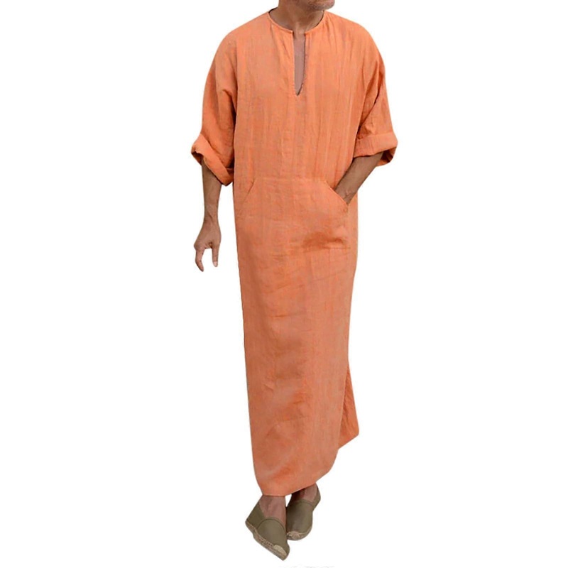 Afghan Arabic Abaya Men's Kaftan Cotton Linen 5 XL