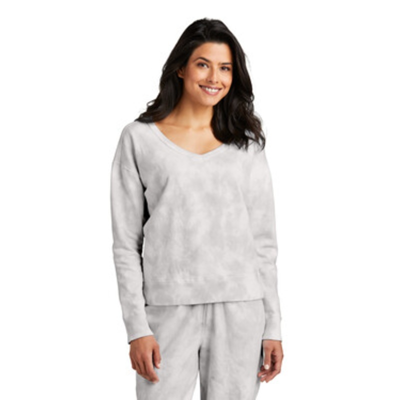 Port & Company LPC140V Women's Beach Wash Cloud Tie-Dye V-Neck Sweatshirt