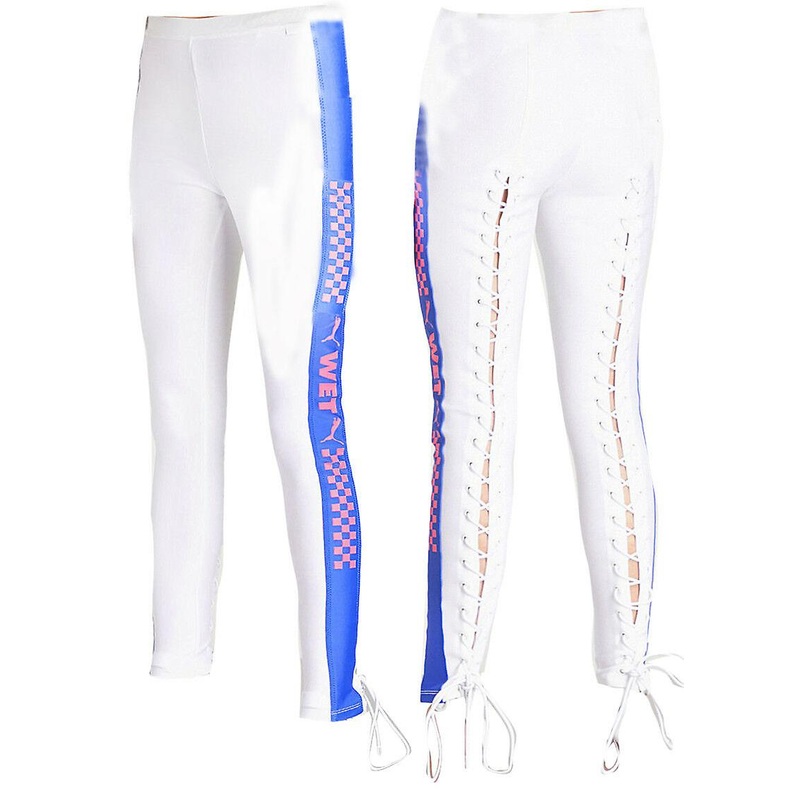 Puma x Rihanna Fenty Womens Side Strip Jersey Tight Leggings White 577293 03 X43