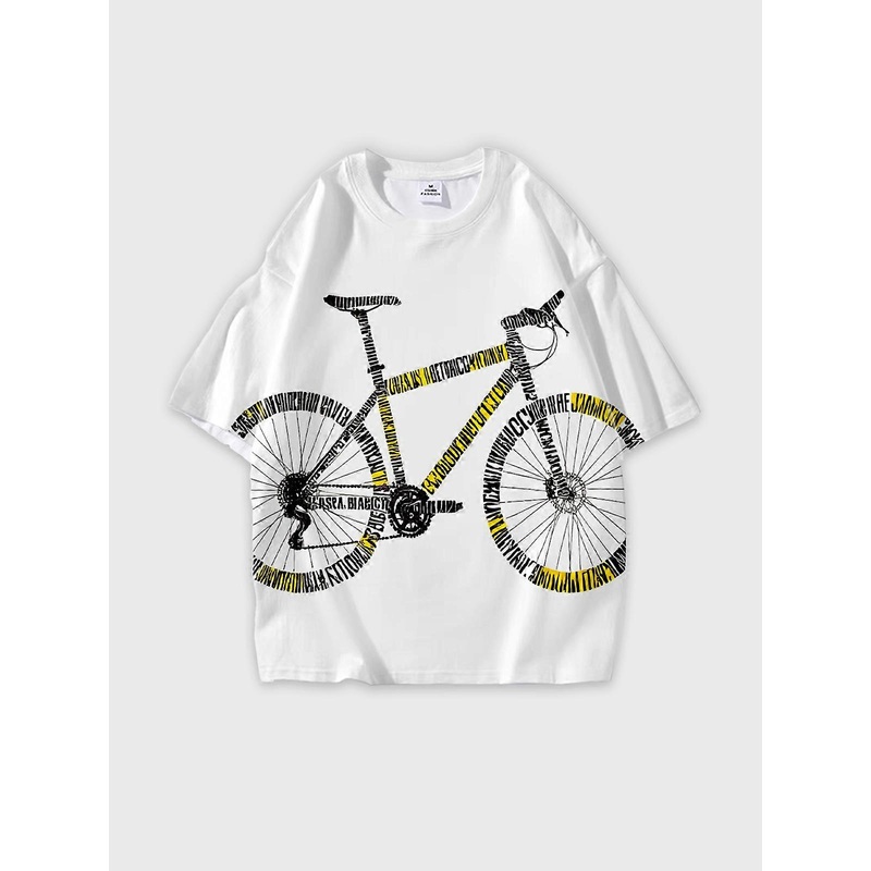 T-Shirt Round Neck, Loose Short Sleeve Pattern Graphic Tee, Unisex Summer Casual Top V3627