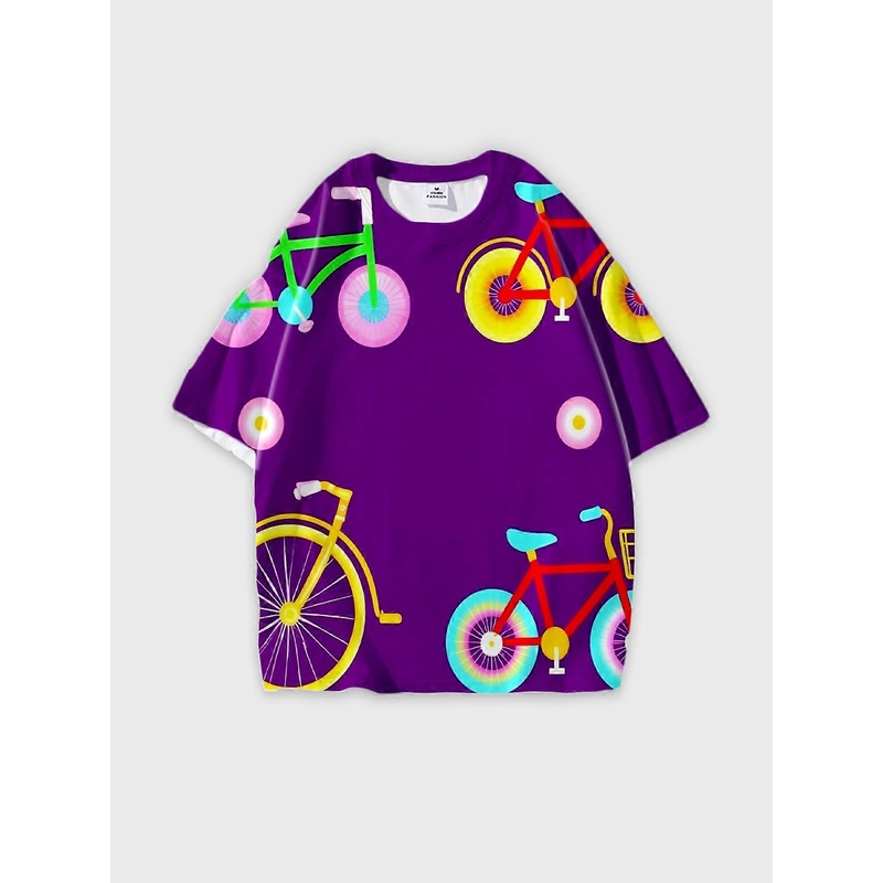 T-Shirt Round Neck, Loose Short Sleeve Pattern Graphic Tee, Unisex Summer Casual Top W2813