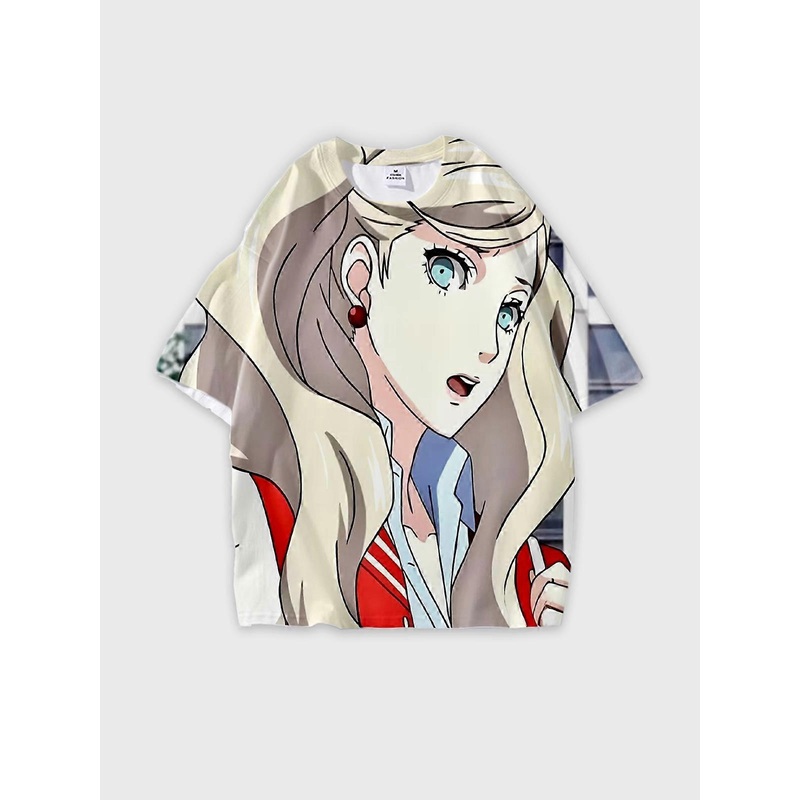T-Shirt Round Neck, Loose Short Sleeve PERSONA Graphic Tee, Unisex Summer Casual Top V424