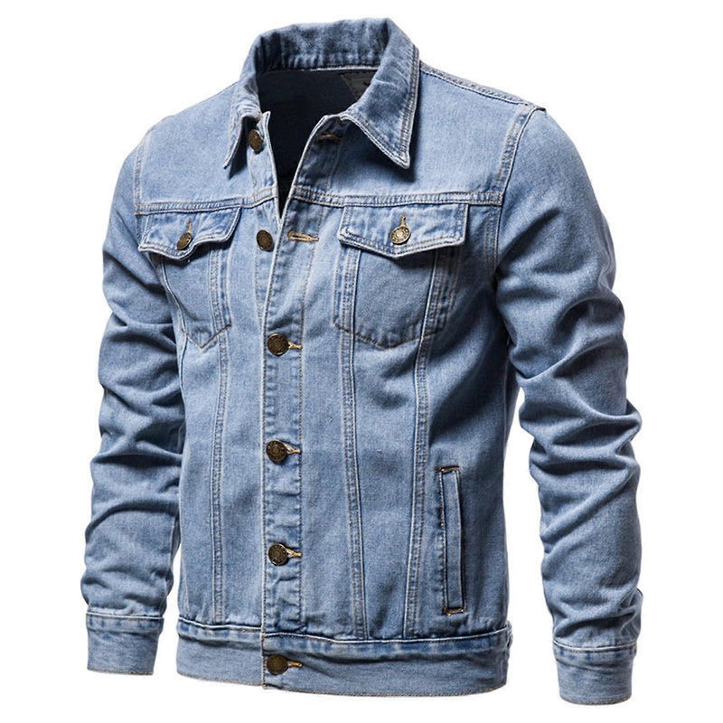 Men's Jeans Jacket Slim Fit Denim Jacket Cowboy Style Washed Denim Casual Summer Jacket 4XL Bu1