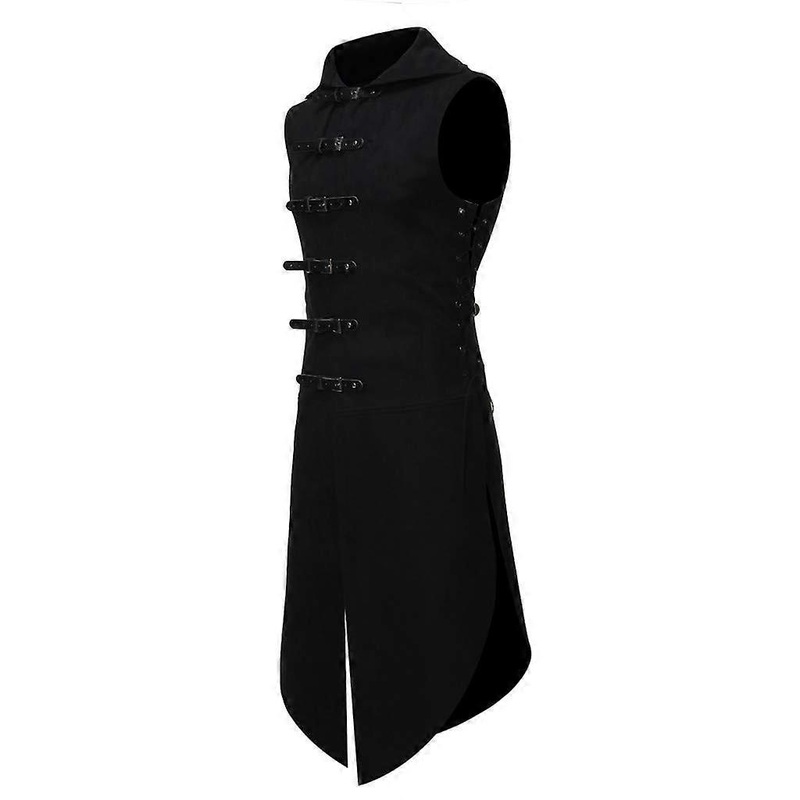 Men's Vintage Gothic Steampunk Sleeveless Cosplay Costume Tailcoat 2019 Victorian Medieval Carnival Party Gentleman Leisure Jacket Outwear L Black