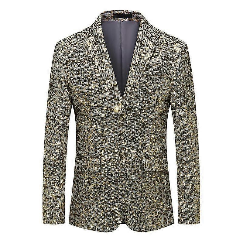Mens Sequin Blazer Slim Fit Shiny Coat Suit Tuxedo Sport Coats for Prom Party Dinner