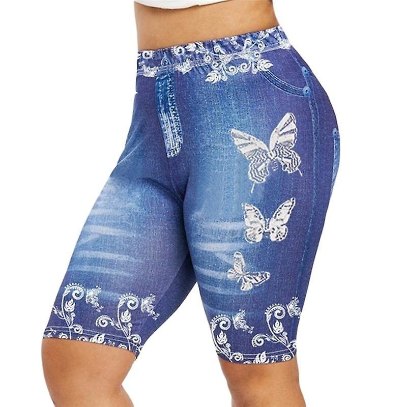 Summer casual fitness jeans for women comfortable durable LightBlue