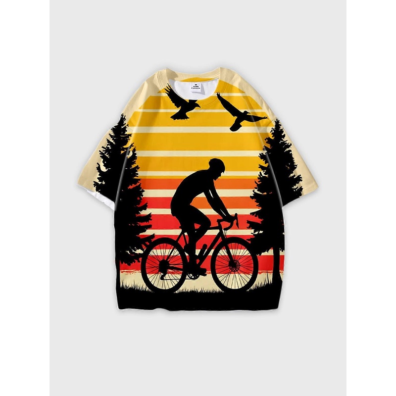 T-Shirt Short Sleeve Round Neck, Summer Casual Loose Graphic Tee, Unisex Pattern W2336