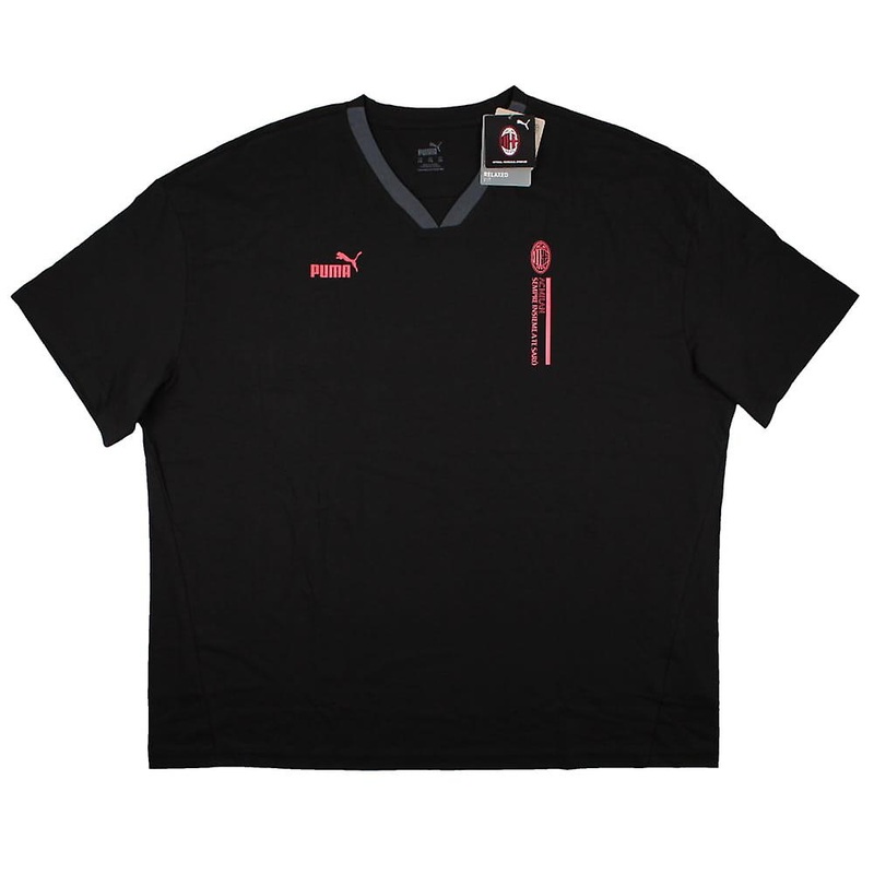 2023-2024 AC Milan FtblCulture Graphic V Neck Tee (Black)
