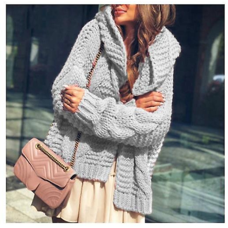 2023 Winter Coat Women's Fashion Trend Women's Solid Color Top Outdoor Hooded Cardigan Women's Sweater Jacket