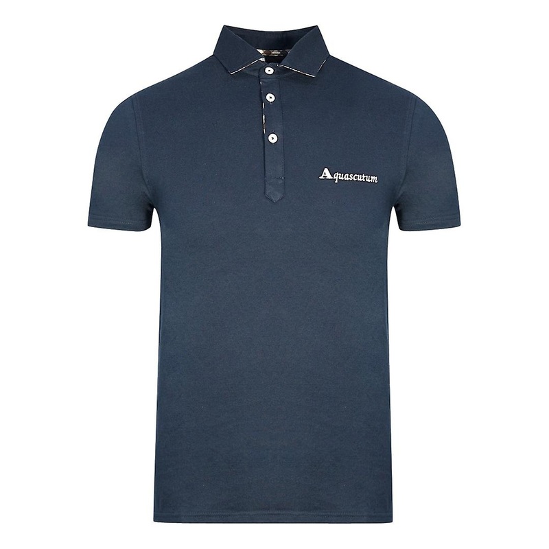 Aquascutum Signature Logo Navy Blue Polo Shirt