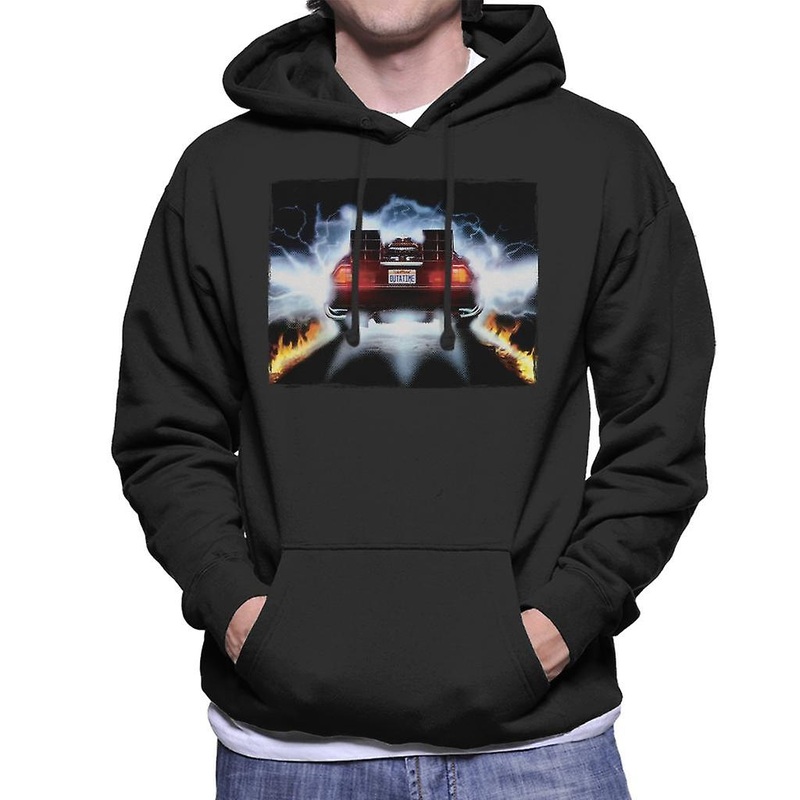 Back to the Future Delorean Taking Off For Time Travel Men's Hooded Sweatshirt