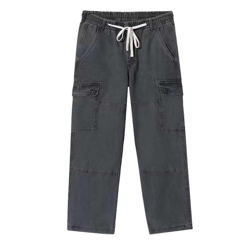 Padded cargo pants men's jogging pants gray casual outdoor zipoff training