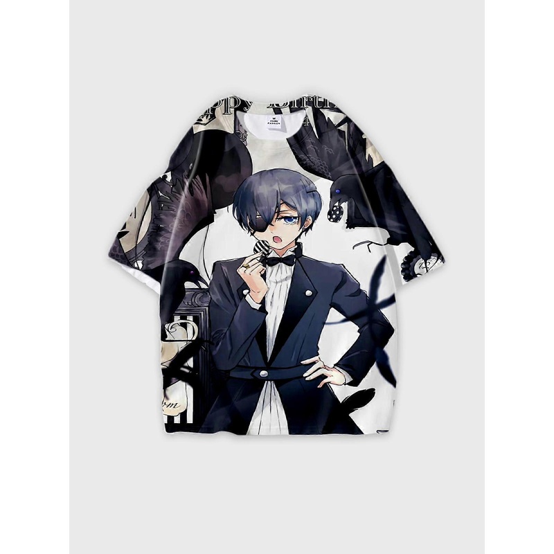 T-Shirt Round Neck, Loose Short Sleeve Black Butler Graphic Tee, Unisex Summer Casual Top U535