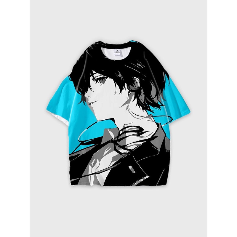 T-Shirt Round Neck, Loose Short Sleeve PERSONA Graphic Tee, Unisex Summer Casual Top V1620