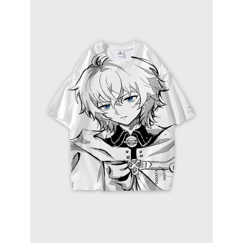 T-Shirt Round Neck, Loose Short Sleeve Seraph of the end Mikaela Hyakuya Graphic Tee, Unisex Summer Casual Top U648