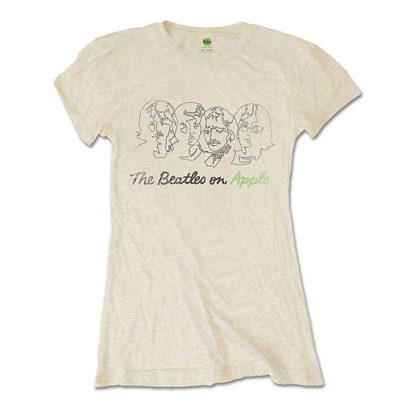 The Beatles Outline Faces On Apple Skinny Fit T Shirt