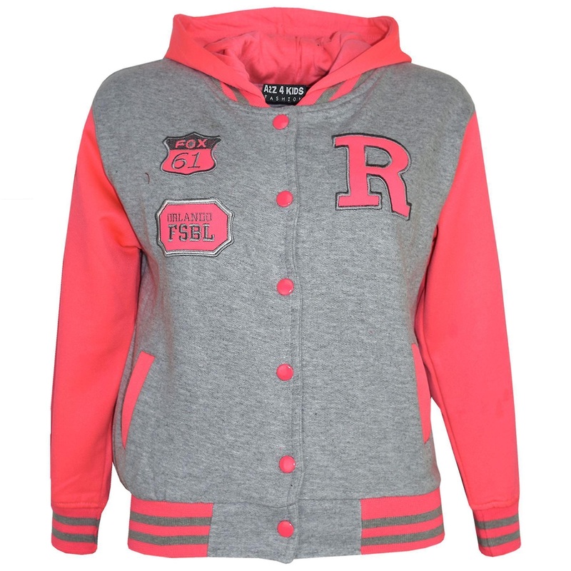 Unisex Baseball Grey & Neon Pink Contrast Color Jackets