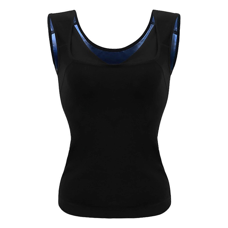 Black Tops Sauna Suit for Women in Full Size as Sweat Vest for Yoga and Fitness with Tank Top with Zip Pullover Short Women XL Black