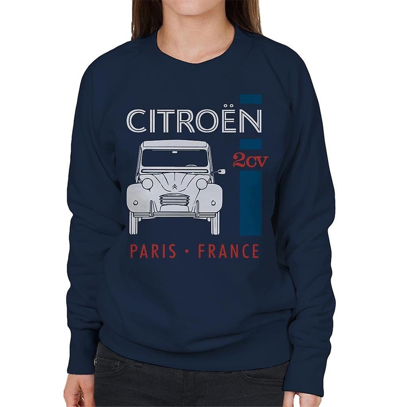 Citroen White 2CV Paris France Single Stripe Women's Sweatshirt