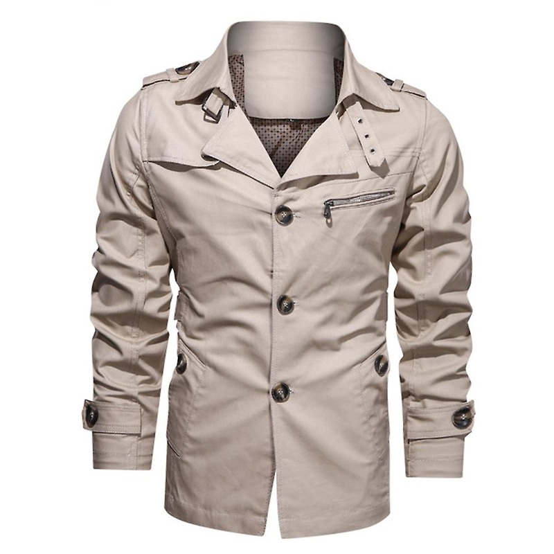 Cloudstyle Men's Casual Solid Color Lapel Cotton Jacket