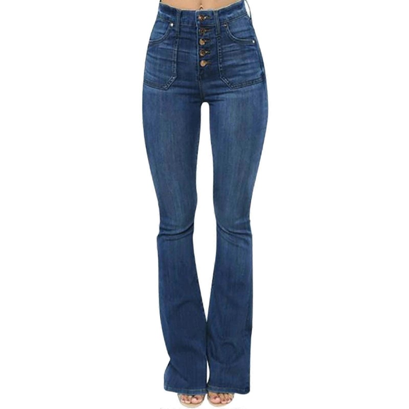 High Waist Flared Jeans for Women - Baggy Wide Leg Vintage Streetwear Pants with Pockets, Size XL A for Teens