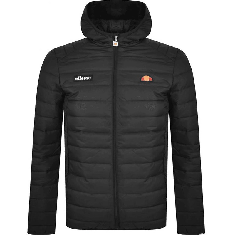Men's Ellesse Lombardy Padded Zip Hooded Black Jacket