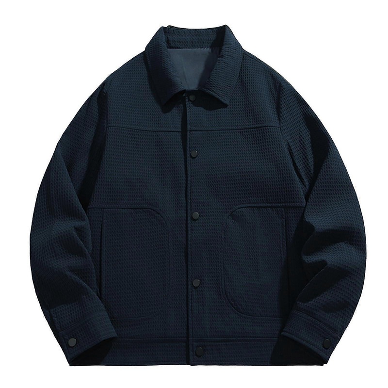 Men's Long Leather Jacket A7-Blue XL Hoodless Lightweight Softshell Quilted Transition Jacket Outdoor Hiking Parka