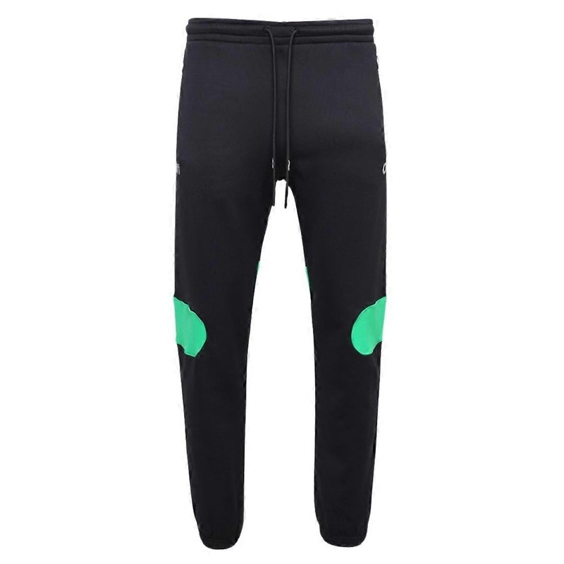 Off-White Green Diag Outline Design Cuffed Black Sweatpants