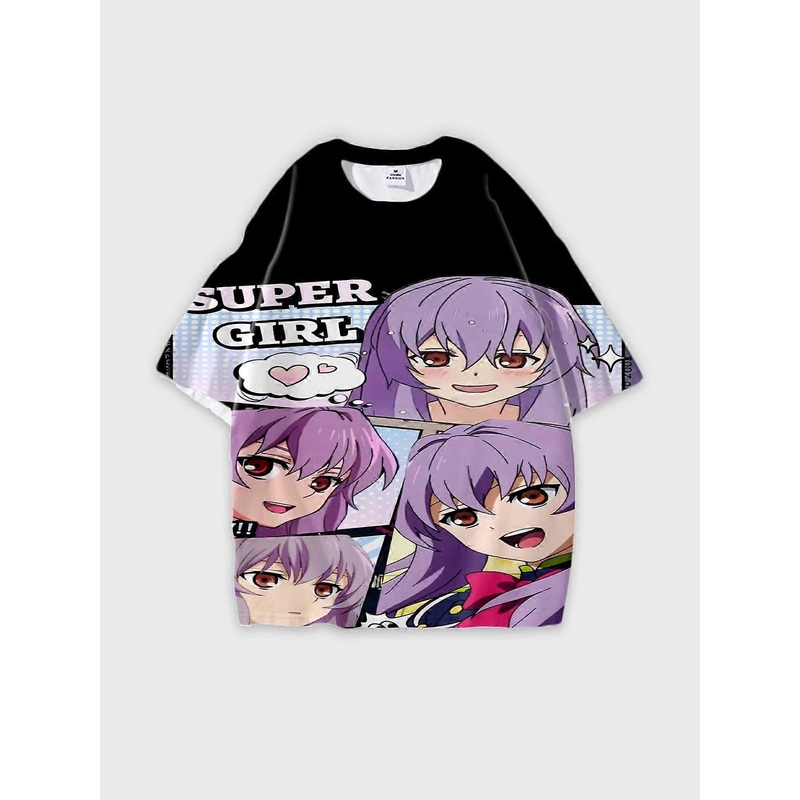 T-Shirt Round Neck, Loose Short Sleeve Seraph of the end Shinoa Hiiragi Graphic Tee, Unisex Summer Casual Top U45