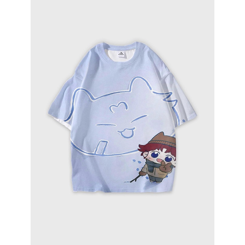 T-Shirt Round Neck, Loose Short Sleeve The Prince of Tennis Graphic Tee, Unisex Summer Casual Top V367