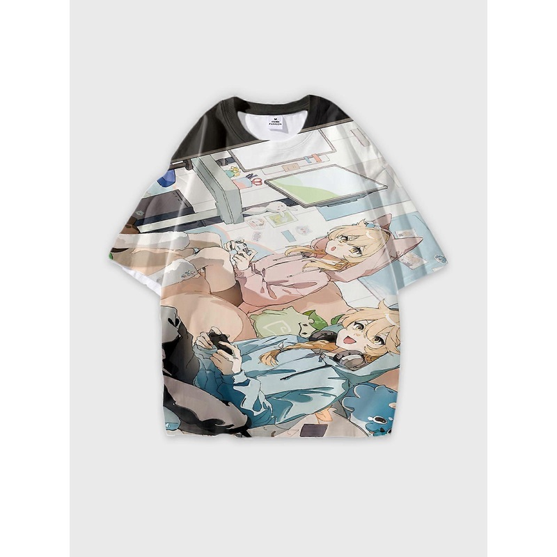 T-Shirt Short Sleeve Round Neck, Summer Casual Loose Graphic Tee, Unisex Pattern U2724
