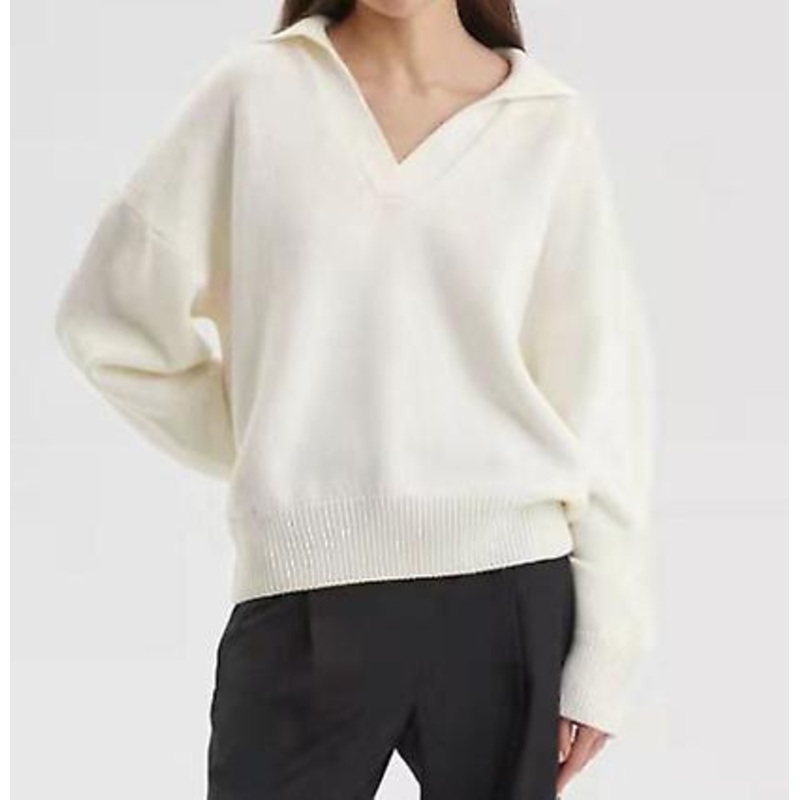 2023 New Women's Knitting Sweater For Women Ins Polo Collar Pullover Green Sweater For Ladies