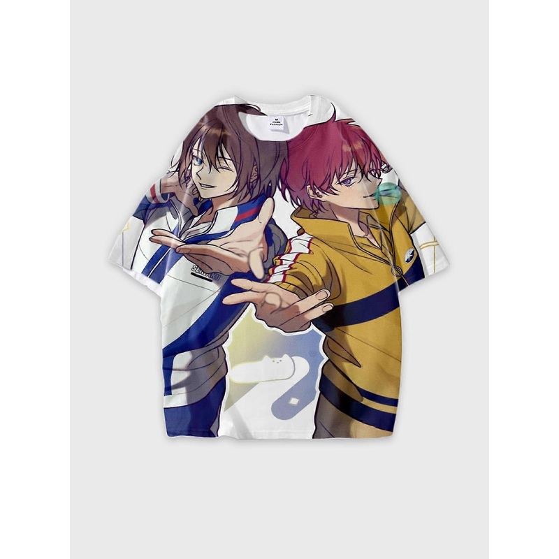 T-Shirt Round Neck, Loose Short Sleeve The Prince of Tennis Graphic Tee, Unisex Summer Casual Top V1913