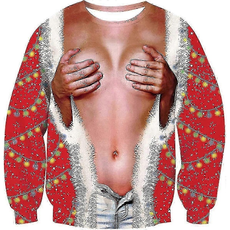 Christmas Pullover Sweatshirts 3d Print Novelty Xmas Elf Long Sleeve Sweater