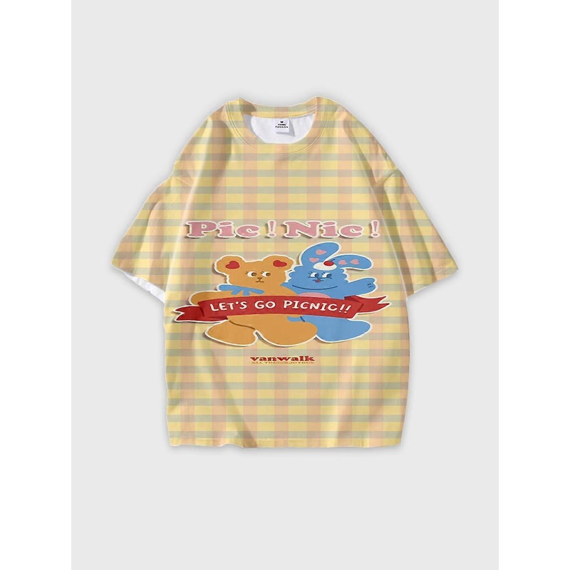 T-Shirt Crew Neck Patterned Tee Loose-Fit Short Sleeve JW06 Unisex Casual Tee Comfortable