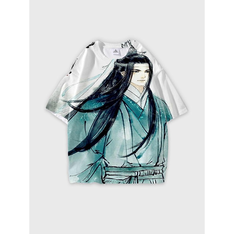 T-shirt round neck Character Pattern loose short sleeve Q80