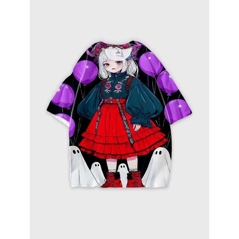 T-Shirt Round Neck, Loose Short Sleeve Pattern Graphic Tee, Unisex Summer Casual Top V2565