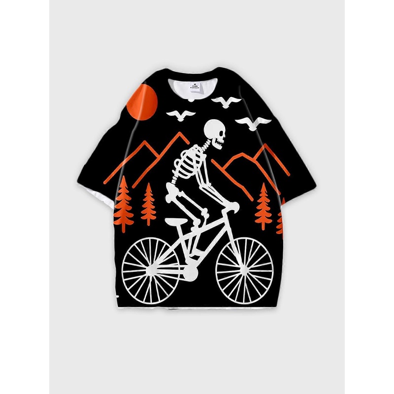 T-Shirt Short Sleeve Round Neck, Summer Casual Loose Graphic Tee, Unisex Pattern V3690