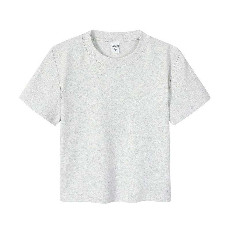 Spring and summer slim fit regular shoulder spandex yarn cropped top T-shirt