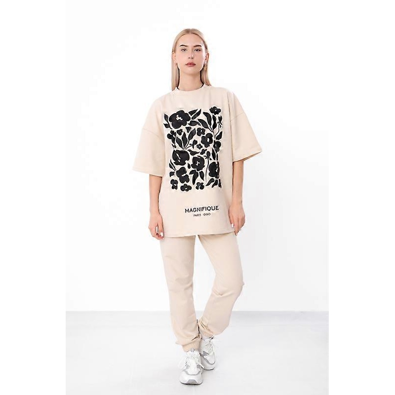Womens Oversized T-Shirt & Jogger Pants Set  Soft Double Knit,, Summer,  HC 8399-057-33-1
