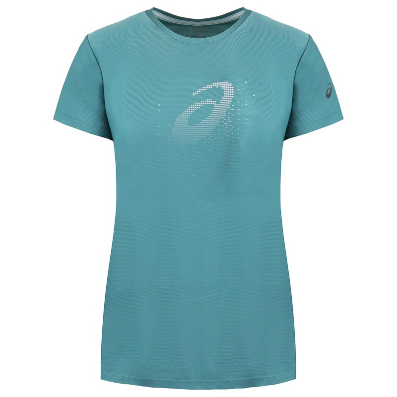 Asics Graphic Logo Short Sleeve Crew Neck Blue Womens T-Shirt 134105 8148