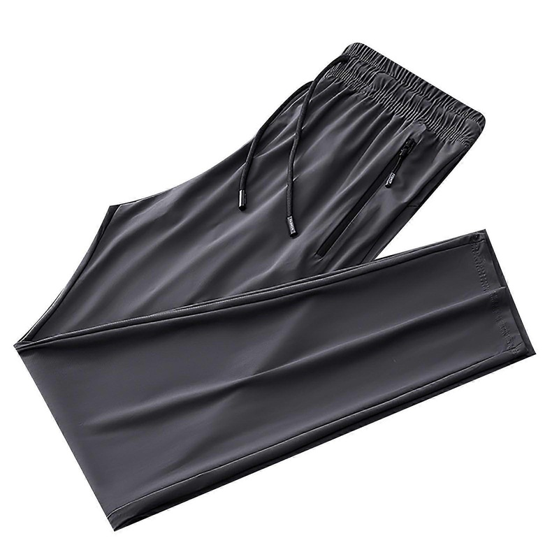 Jogging Bottoms Men's Waterproof Outdoor Trousers Quick Dry Sweatpants Ice Silk Gray 4XL Breathable Elastic Waist